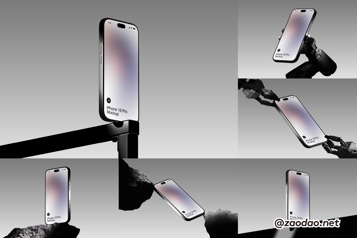 12款工业风金属岩石装饰ui/ux界面作品集设计展示iPhone 18 Pro贴图psd样机模板 AR-Mockups, iPhone 18 Pro by ls.graphics特色图 12款工业风金属岩石装饰ui/ux界面作品集设计展示iPhone 18 Pro贴图psd样机模板 AR-Mockups, iPhone 18 Pro by ls.graphics