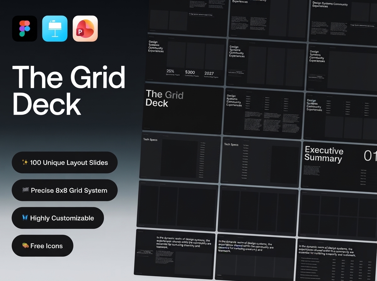 100页多功能提案巡演演示文稿图文排版设计ppt/keynote/figma模板素材 The Grid Deck Template特色图 100页多功能提案巡演演示文稿图文排版设计ppt/keynote/figma模板素材 The Grid Deck Template