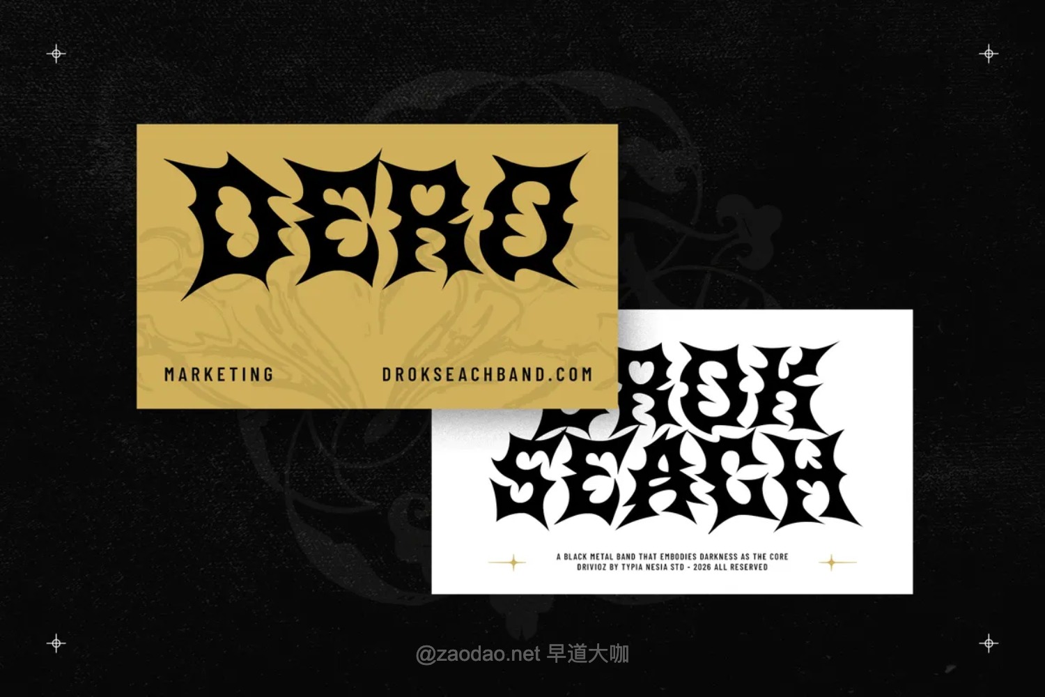 重金属哥特式尖锐嘻哈街头服饰纹身专辑封面标题logo设计英文字体 Drivioz – Spiky Black Metal Gothic Font插图4 重金属哥特式尖锐嘻哈街头服饰纹身专辑封面标题logo设计英文字体 Drivioz – Spiky Black Metal Gothic Font插图4