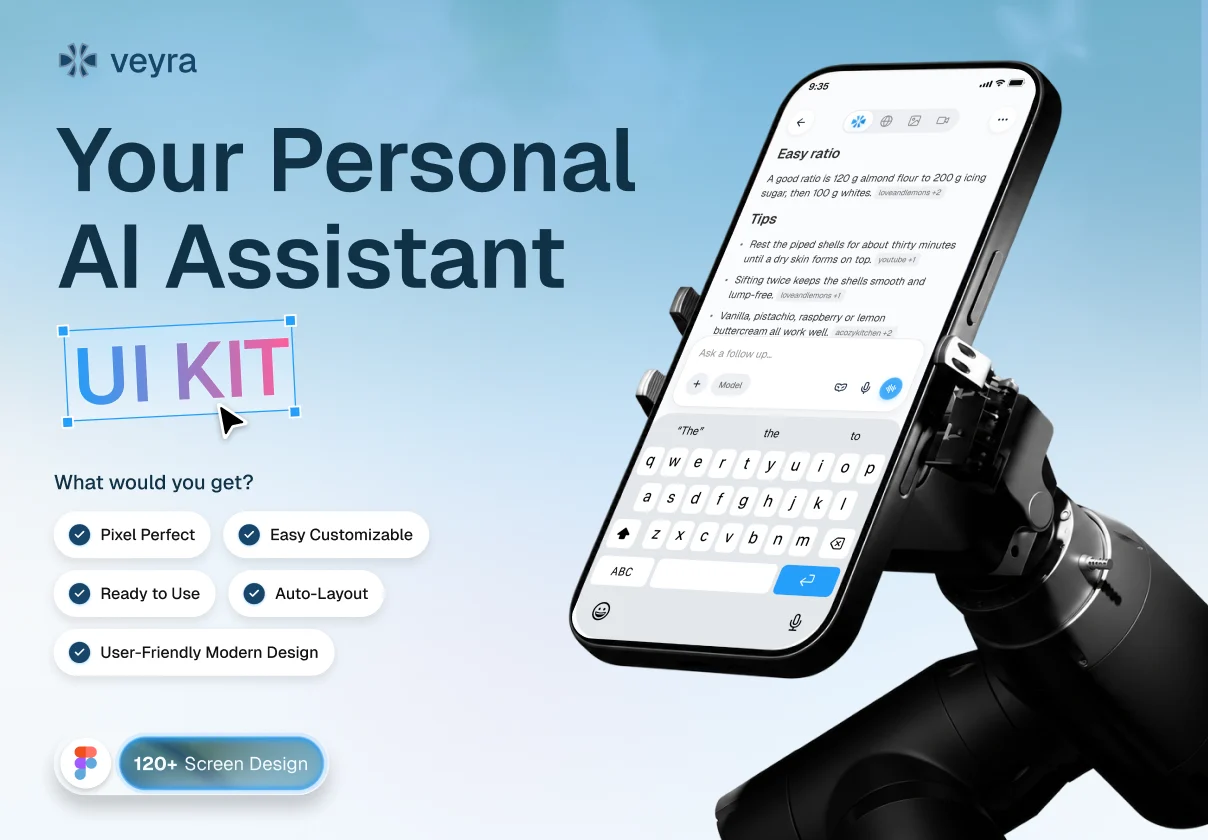 120+屏AI智能问答聊天机器人知识搜索应用程序app ui界面设计figma模板 Veyra – Personal AI Assistant Mobile Apps插图 120+屏AI智能问答聊天机器人知识搜索应用程序app ui界面设计figma模板 Veyra – Personal AI Assistant Mobile Apps插图